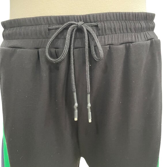 Karl Lagerfeld Paris Black Jogger Pants With Green & Purple Side Stripes Drawstr - Picture 9 of 10